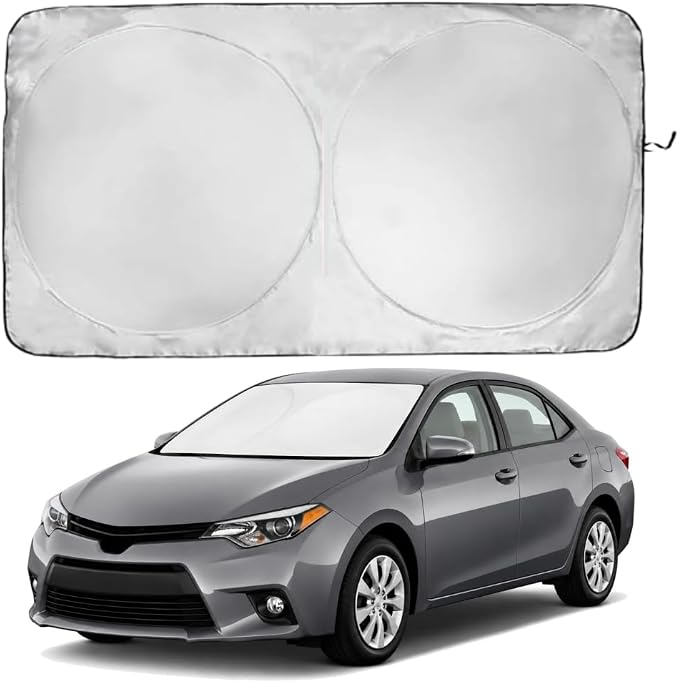 Windshield Sun Shade | Compatible for Toyota Corolla (2014-2019) | Certified 99.87% UVB & 99.02% UVA Car Sun Shade. Award Winning Sunshade - Patented Technology | Car Shades by Kinder Fluff