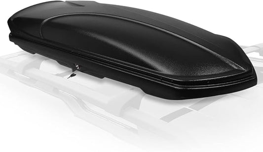 Auto Dynasty Hard Shell Roof Top Mount Car Storage Travel Luggage Box Cargo Carrier with Security Keys, 80 (L) x 30 (W) x 13 (H) Inches, Capacity 110 Pounds, 15 Cubic Feet, Textured Black