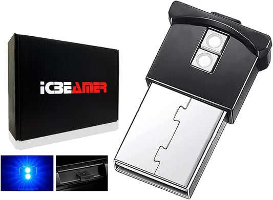 ICBEAMER Smart USB 1-Pack (Blue) | Auto LED Interface Plug-in Miniature Night Light for Car, Van, Pickup, Truck, Interior, Trunk, Ambient Atmosphere Lighting