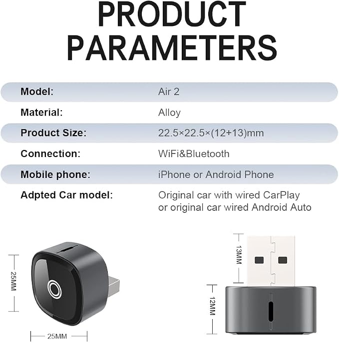 CarPlay Wireless CarPlay Adapter for iPhone for Volvo XC90 XC60 XC40 S60 V90 Accessories, Convert Wired to Wireless CarPlay Adapter (carplay Model B)