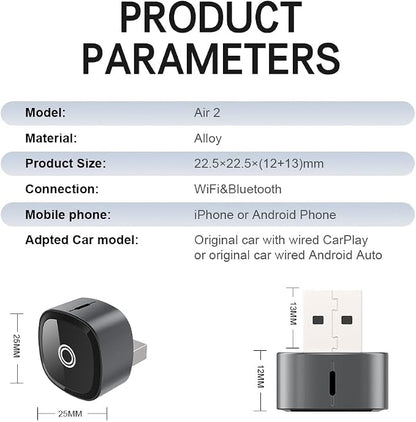 CarPlay Wireless CarPlay Adapter for iPhone for Volvo XC90 XC60 XC40 S60 V90 Accessories, Convert Wired to Wireless CarPlay Adapter (carplay Model B)