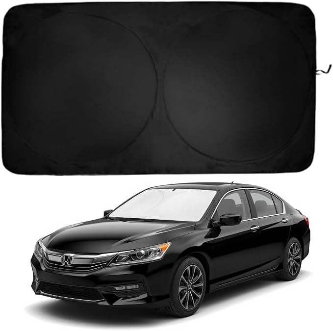 Windshield Sun Shade | Compatible for Honda Accord (2013-2017) | Certified 99.87% UVB & 99.02% UVA Car Sun Shade. Award Winning Sunshade - Patented Technology | Car Shades by Kinder Fluff