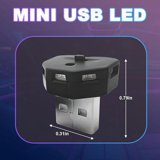 2PCS USB LED Car Interior Atmosphere Lamp, Portable Mini Vehicle Ambient Lighting Kit, Plug-in USB Interface Automotive Night Light Decor Accessories, Universal Fit