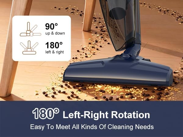 Vacuum Cleaner for Home Powerful Suction Lightweight Self-standing 16.4ft Cord HEPA Filter 3-in-1 Handheld with 180°Left-Right Steering for Pet Hair Hard Floors Vinyl Carpet Car Office (VA001)