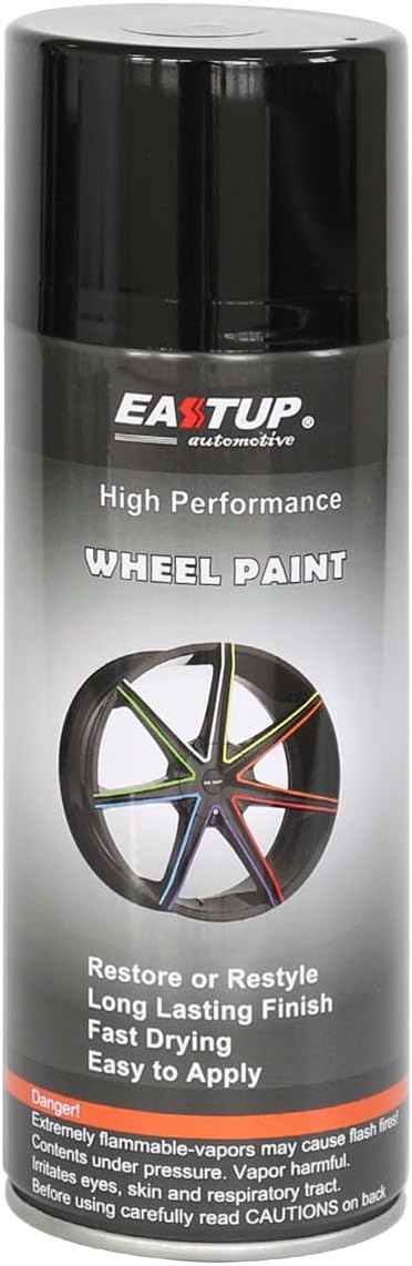 Premium High Gloss Black Wheel Paint - Brilliant Finish, High Durability, Fade-resistant, Quick Drying Rim Coating.