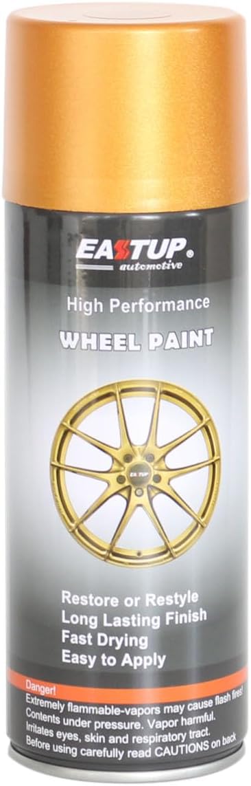 EASTUP Premium Metallic Acrylic Enamel Wheel Paint Maya Orange Gold Color- Brilliant Finish, High Durability, Fade-resistant, Quick Drying Rim Coating Spray Paint.
