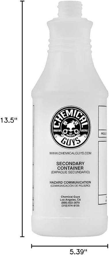 Chemical Guys ACC_130 Professional Chemical Guys Chemical Resistant Heavy Duty Bottle and Sprayer, 32 oz
