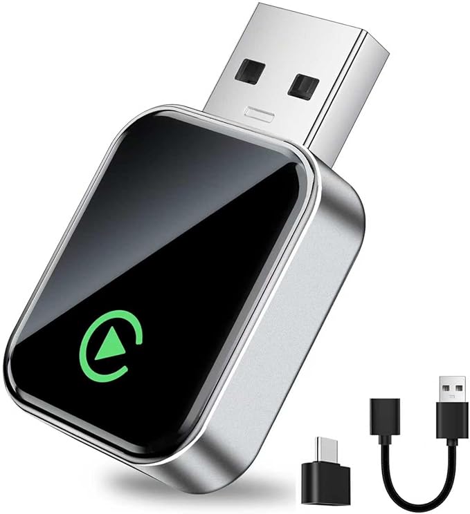 UANTIN Wireless CarPlay Adapter for Apple iPhone iOS 10+ & Cars from 2015+, Mini Edition, Converts Factory Wired to Wireless CarPlay Dongle Plug & Play, USB A/C