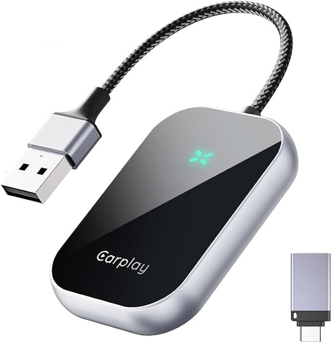 TheCoolCube Wireless Carplay Adapter Wired to Wireless Plug & Play Auto Connect Converter for iPhone iOS 10+ / Factory Wired Car Play Car from 2016 (A21)