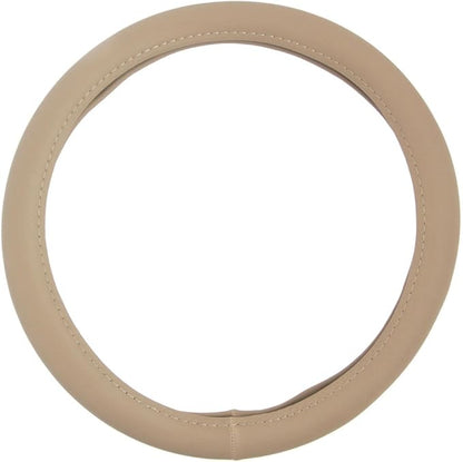 BDK Ergonomic Soft Grip Steering Wheel Cover - Sporty Leather Grip for Standard Size Wheels 14.5-15 inch Beige