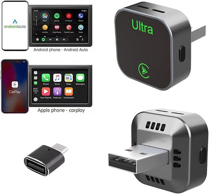 2-in-1 Wireless CarPlay Adapter, 2026 New, Wired to Wireless CarPlay & Android Auto, Mini Compact USB-A/Type-C Design, Plug and Play