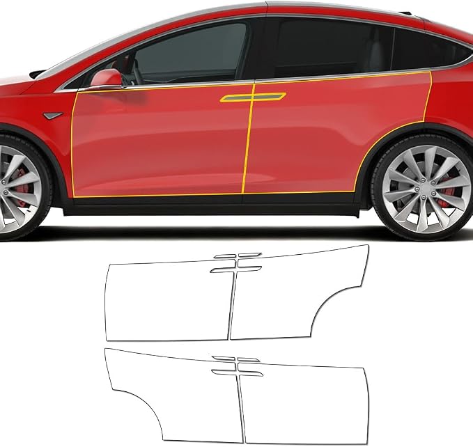 for Tesla Model X 2016-2021 TPU Clear 9Mil Pre-Cut Paint Protection Film Car Vinyl Wrap PPF Transparent Protective Anti-Scratch Self Healing Shield Guard Waterproof Car Wrap Film for Door