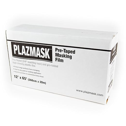 Pre-Taped Masking Film (12-Feet X 65-Feet, 12-Pack)