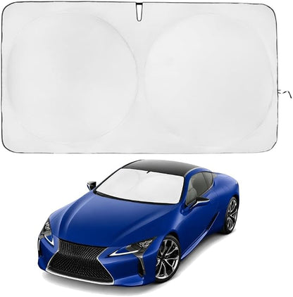 Windshield Sun Shade | Compatible for Lexus LC Coupe (2018-2024) | Certified 99.87% UVB & 99.02% UVA Car Sun Shade. Award Winning Sunshade - Patented Technology | Car Shades by Kinder Fluff