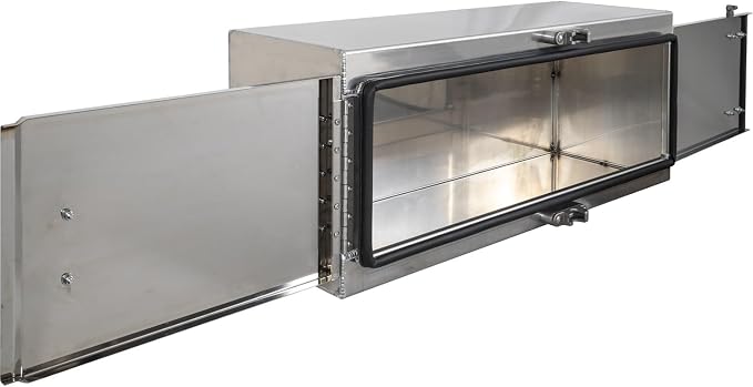Buyers Products 1763142 Aluminum Underbody Truck Tool Box, Stainless Steel Double Barn Doors, Cam Lock Rod, Weatherproof Storage for Flatbed Trailer and Dump Truck, 24 x 24 x 48 Inch, Made in USA