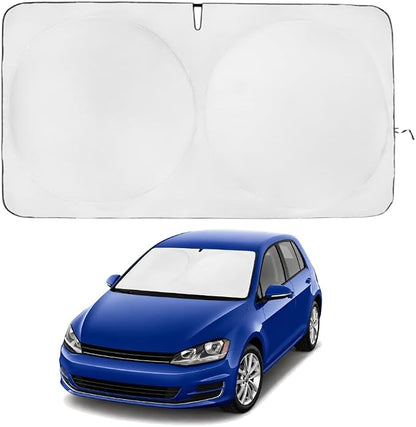 Windshield Sun Shade | Compatible for Volkswagen Golf MK7 (2013-2018) | Certified 99.87% UVB & 99.02% UVA Car Sun Shade. Award Winning Sunshade - Patented Technology | Car Shades by Kinder Fluff