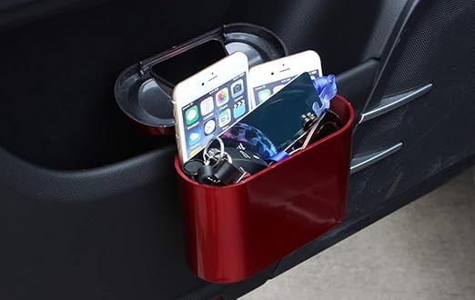 Sakali Portable Mini Car Garbage Can Premium Quality Universal Traveling Portable Car Trash Can (Red)
