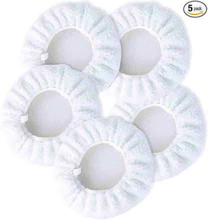 ZYTC Car Polishing Waxing Sleeve Woolen Polisher Pad Bonnet Microfiber Waxer Pad Soft Pack of 5 (Wool White, 9"-10")