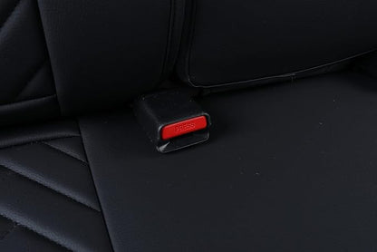 Tomatoman Tacoma Rear Seat Covers Compatible with Toyota Tacoma 2005-2025 2026 TRD Sport OffRoad Limited SR5 V6 Crew Double Extended Cab Truck Waterproof Leather Back Car Cushions(Rear Seat/Black-Red)