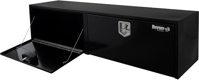 Buyers Products 1704320 Black Steel Underbody Truck Tool Box – 24 x 24 x 72 Inch - Truck Bed & Underbelly RV Storage Box, Locking T-Latch, Weather-Resistant, Heavy-Duty Flatbed Job Box, Made in USA