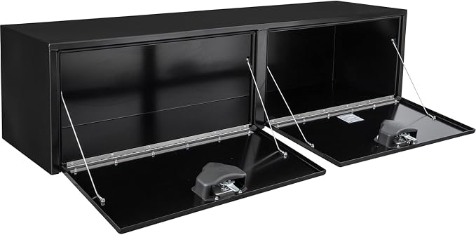 Buyers Products 1704320 Black Steel Underbody Truck Tool Box – 24 x 24 x 72 Inch - Truck Bed & Underbelly RV Storage Box, Locking T-Latch, Weather-Resistant, Heavy-Duty Flatbed Job Box, Made in USA