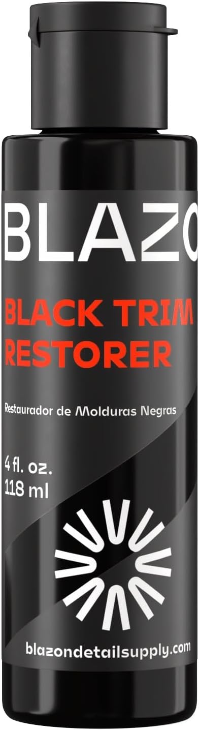 BLAZON Black Trim Restorer – Dye-Infused Plastic Restorer for Faded Exterior Trim, Deep Black Finish, Scratch Correction, Long-Lasting Durability & UV Protection - 4 oz
