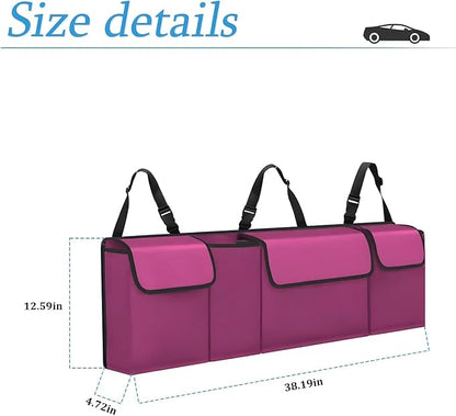 AUCELI Car Trunk Organizer, Backseat Hanging Large Storage with Adjustable Straps, Waterproof Collapsible Cargo Bag with 4 Pockets, Sturdy Space Saver Frees Trunk Floor for SUV, Truck, MPV