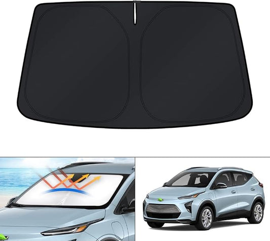 KUST Windshield Sun Shade for Chevrolet/Chevy Bolt EUV Accessories 2022-2024 Sunshade Window Sun Visor Protector Foldable Blocks UV Rays Keep Your Car Cooler