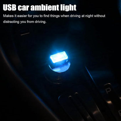 BESULEN Car Interior Atmosphere Lamp, Plug-In USB Interface LED Vehicle Ambient Lighting Kit, Portable Mini Automotive Night Light Decoration Accessories, Universal for SUV, Sedan, Truck (Ice Blue)