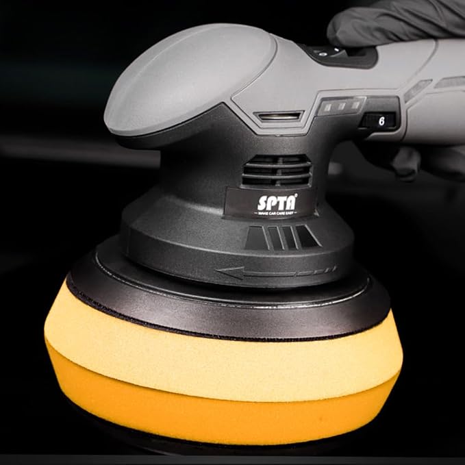 SPTA Yellow T80 High-Cut Foam Polishing Pad, 1Pc 6.5 Inch Buffing Polishing Pads for 150mm Backing Plate Compound Buffing Sponge for Car Buffer Polisher Compounding, Polishing and Waxing -FPBFS6Y