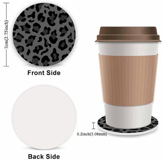 Black Leopard Print Cheetah Elastic Steering Wheel Cover for Women,Universal Auto Steering Wheel 14-15 Inch Car Interior Accessories with 2PCS Car Coasters,Suitable for Men and Women