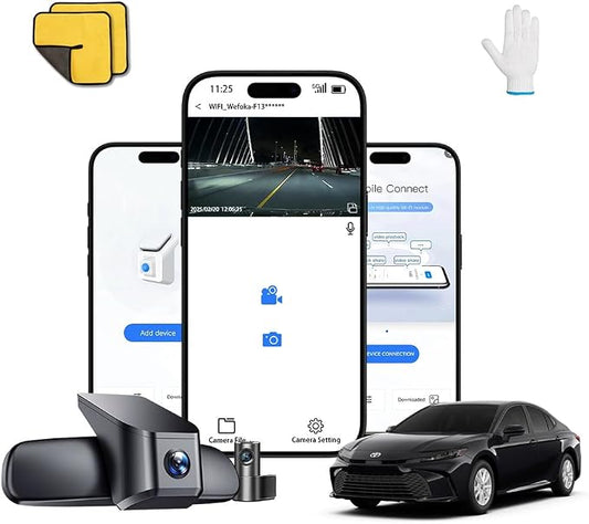 Front 4K+Rear 1080P Dash Cam for 2025 2026 Toyota Camry Hybrid LE SE XLE XSE (HD2-06090), Integrated OEM Look, WiFi & APP, Dual HD Video, Loop Recording, G-Sensor, Easy to Set, 128GB Card