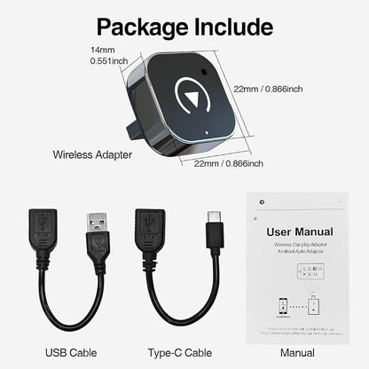 Wireless CarPlay Adapter, Wired to Wireless for CarPlay, Mini USB Design Car Play Adapter, Plug and Play, Stable Connection (Black)