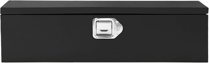 Garvee Black Steel Truck Bed Tool Box, Diamond Plate Tool Box with Side Handle and Lock Keys, Storage Toolbox Chest Box Organizer for Pickup, Truck Bed, RV, Trailer
