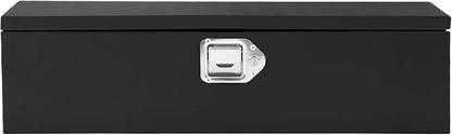 Garvee Black Steel Truck Bed Tool Box, Diamond Plate Tool Box with Side Handle and Lock Keys, Storage Toolbox Chest Box Organizer for Pickup, Truck Bed, RV, Trailer