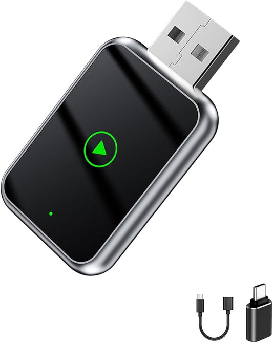 Mini Wireless Carplay Adapter Update for iPhone and Android Auto - Carplay Wireless Adapter Car Play, Wired to Wireless, Compatible with iPhone iOS 10+, Silver