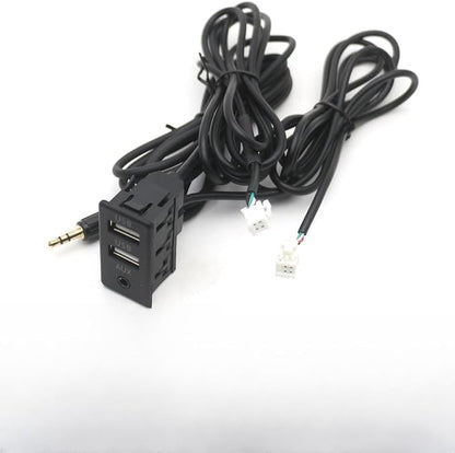 Car Dash Flush Mount 4 6Pin Dual Type-C USB Port Switch Panel 3.5mm AUX for RCA Interface Cable Adapter Android Multimedia Head Unit - (Color Name: I)