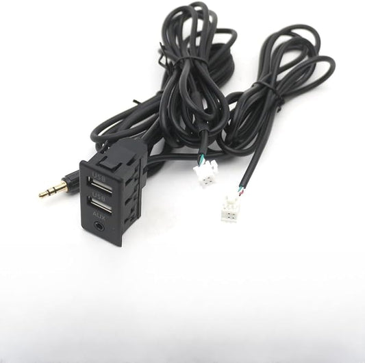 Car Dash Flush Mount 4 6Pin Dual Type-C USB Port Switch Panel 3.5mm AUX for RCA Interface Cable Adapter Android Multimedia Head Unit - (Color Name: I)