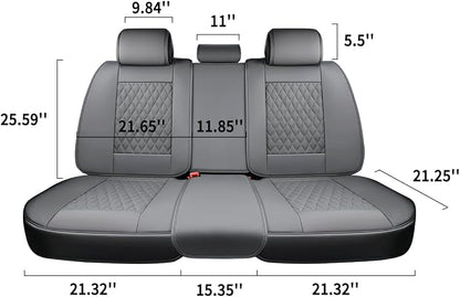Coverado Car Seat Covers Full Set, Automotive Front and Rear Seat Covers with Backrest, Nappa Leather Car Seat Protectors Waterproof, Universal for Most Vehicles,Gray