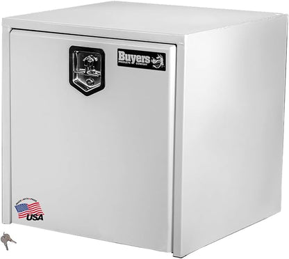 Buyers Products 1704400 White Steel Underbody Truck Tool Box, 24 x 24 x 24, Made in USA, 14 Ga Steel, Locking Stainless Latch, Weather-Resistant, Powder-Coated, Secure Storage for Work Trucks