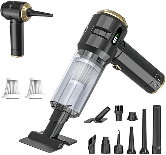 Handheld Vacuum Cleaner Cordless, 23000Pa Powerful Car Mini Vacuum Cleaner, Rechargeable Portable Lightweight dust Catcher for Home Car Carpet Stairs Pet Hair Deep Cleaning（Black-Gold）.