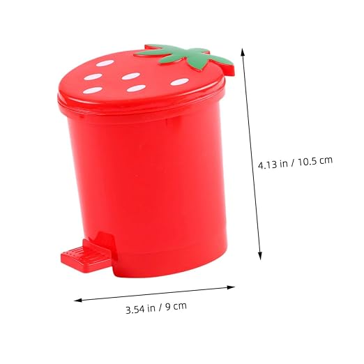 Toddmomy 1PCS Mini Desktop Trash Can with Swing Lid,Cute Strawberry Rubbish Bin Tiny Trash Can Countertop Garbage Can for Desk Car Office Kitchen,Red