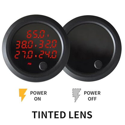 New Upgrade 12V/24V Five Pressure Air Pressure Gauge 2Inch(52mm) 0-232PSI with 5Pcs 1/8NPT Sensors and 16.5ft (5M) Sensor Cable LED Red