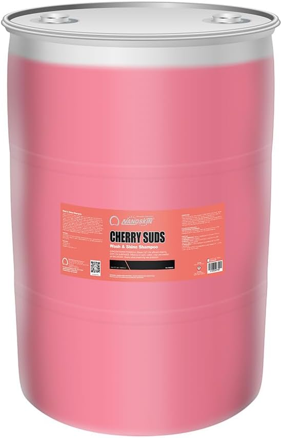 Nanoskin CHERRY SUDS Foaming Car Wash Shampoo 55 Gallons- Works with Foam Cannon, Foam Gun, Bucket Washes, Car Soap for Pressure Washer | Safe for Cars Trucks, Motorcycles, RVs & More | Cherry Scented