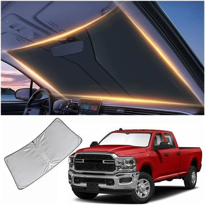 Windshield Sun Shade for Dodge RAM 2500 3500 Front Window Shades Cover for 2010-2024 2025 2026 RAM 2500 3500 Windshield Sun Visor Protector Car Accessories