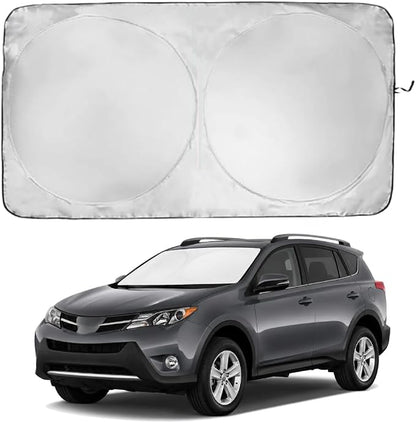 Windshield Sun Shade | Compatible for Toyota RAV4 (2013-2018) | Certified 99.87% UVB & 99.02% UVA Car Sun Shade. Award Winning Sunshade - Patented Technology | Car Shades by Kinder Fluff