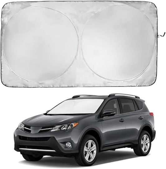 Windshield Sun Shade | Compatible for Toyota RAV4 (2013-2018) | Certified 99.87% UVB & 99.02% UVA Car Sun Shade. Award Winning Sunshade - Patented Technology | Car Shades by Kinder Fluff