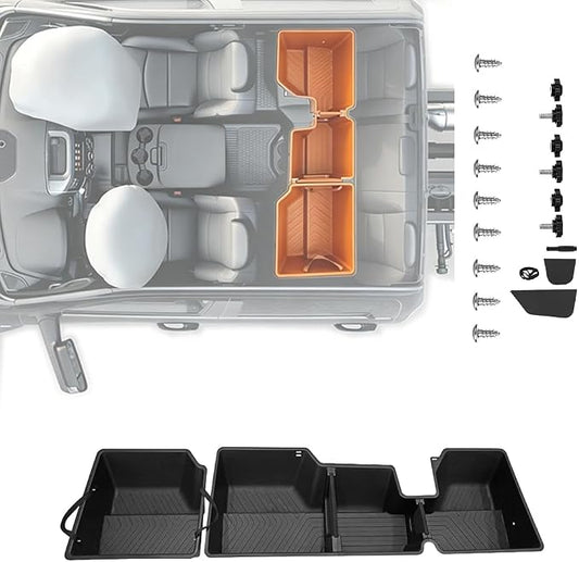 Under Seat Storage Boxes - Compatible with 2019-2026 Dodge Ram 1500 Crew Cab (Not for Classic), Heavy Duty Upgraded Rear Under Back Seat Storage Truck Cargo Black Tool Box Organizer