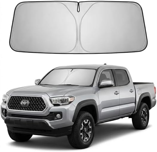 for Toyota Tacoma Windshield Sun Shade 2016-2023 2024 2025 2026,Windshield Cover Sunshade Custom Fit Toyota Tacoma Accessories Car Windshield Sunshade Foldable Sun Visor Blocks UV Rays