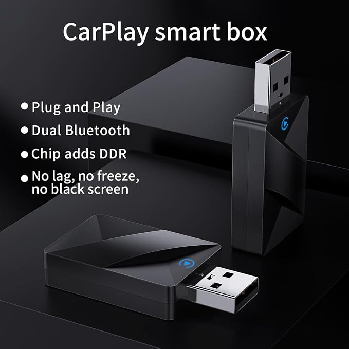 Wireless CarPlay Adapter for Acura RDX 2019-2024, Converts Wired to Wireless Dongle 2-in-1 5.8GHz Plug and Play Intelligent Voice Control Lag-Free